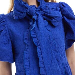 Sister Jane Puff Sleeve Midi Dress Cobalt Blue